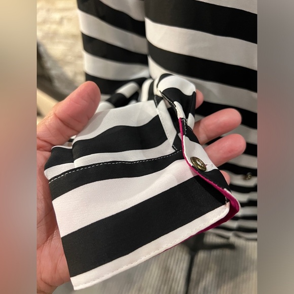Banana Republic size Small Black/Beige stripes with pink accent - Picture 7 of 10